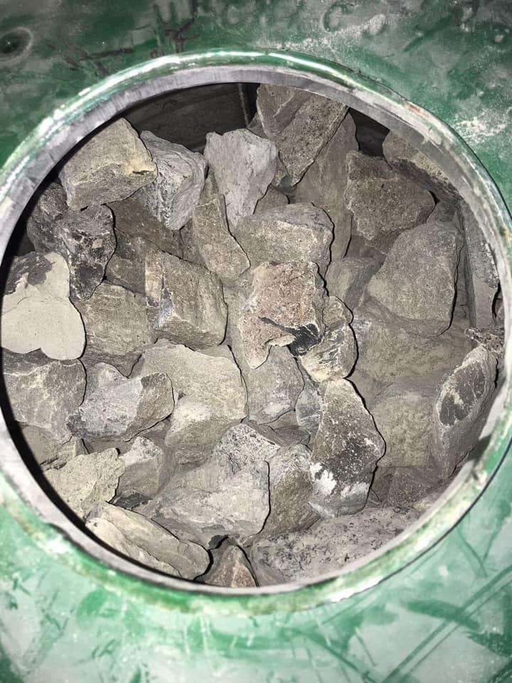 Calcium Carbide Green Drum Top View Lumps